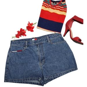 Vintage 90s Tommy Hilfiger  Medium-Dark Wash Denim Jean Shorts Juniors Size 13